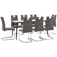 9-piece Dining Set, Brown Faux Leather 3050964 - Dining Set