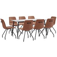 9-piece Dining Set. Brown Faux Leather. 3050994 - Dining Set