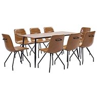 9-piece Dining Set, Cognac, Faux Leather 3050776 - Dining Set