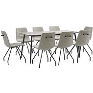 9-piece Dining Set, Grey Faux Leather 3050992 - Dining Set