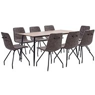 9-piece Dining Set, Dark Brown, Faux Leather 3050766 - Dining Set
