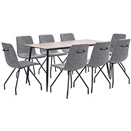 9-piece dining set dark gray faux leather 3050770 - Dining Set