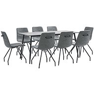 9-piece Dining Set Dark Grey Faux Leather 3050990 - Dining Set