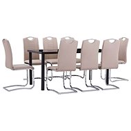 9-piece dining set faux leather cappuccino 3053076 - Dining Set