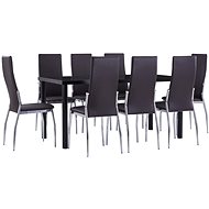9-piece dining set faux leather brown 3053044 - Dining Set