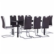 9-piece Dining Set. Faux Leather. Brown 3053072 - Dining Set