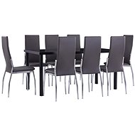 9-piece Dining Set Faux Leather Grey 3053042 - Dining Set