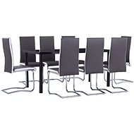 9-piece Dining Set, Faux Leather, Grey 3053054 - Dining Set