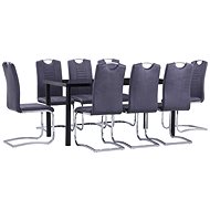9-piece Dining Set. Faux Suede Leather. Grey 3053082 - Dining Set