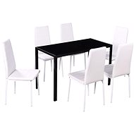 Seven-piece dining set with table black and white 242988 - Dining Set