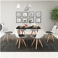 Seven-piece Dining Table and Chair Set, Black and White 243553 - Dining Set