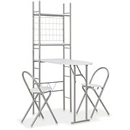 3-piece folding dining set with MDF storage rack and white steel 284403 - Dining Set