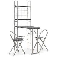 3-piece folding dining set with MDF storage rack and black steel 284404 - Dining Set