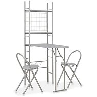 3-piece folding dining set with MDF storage rack and gray steel 284405 - Dining Set