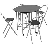 Five-piece folding dining set, MDF, black 243902 - Dining Set