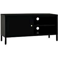 SHUMEE černý 90 × 30 × 44 cm ocel a sklo - TV stolek