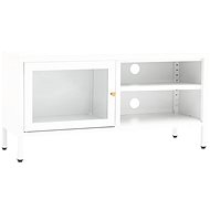 SHUMEE bílý 90 × 30 × 44 cm ocel a sklo - TV stolek