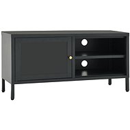 SHUMEE antracitový 90 × 30 × 44 cm ocel a sklo - TV stolek