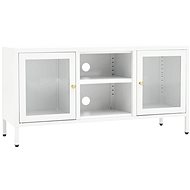 SHUMEE bílý 105 × 35 × 52 cm ocel a sklo - TV stolek