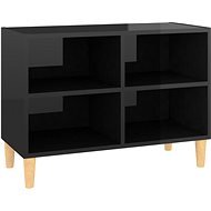 SHUMEE nohy z masivního dřeva černý vysoký lesk 69,5 × 30 × 50 cm - TV stolek