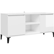 SHUMEE s kovovými nohami bílý vysoký lesk 103,5 × 35 × 50 cm - TV stolek