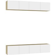 SHUMEE 4 ks bílá a dub sonoma, 80 × 30 × 30 cm - Obývací stěna