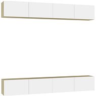 SHUMEE 4 ks bílá a dub sonoma, 100 × 30 × 30 cm - Obývací stěna