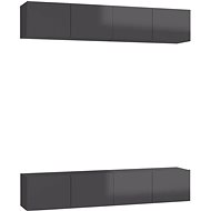 SHUMEE 4 ks šedá s vysokým leskem, 80 × 30 × 30 cm - Obývací stěna