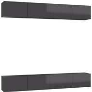 SHUMEE 4 ks šedá s vysokým leskem, 100 × 30 × 30 cm - Obývací stěna