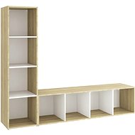 SHUMEE 2 ks bílá a dub sonoma, 142,5 × 35 × 36,5 cm - Obývací stěna