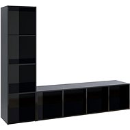 SHUMEE 2 ks černá, vysoký lesk 142,5 × 35 × 36,5 cm - Obývací stěna