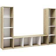 SHUMEE 3 ks bílá a dub sonoma, 142,5 × 35 × 36,5 cm - Obývací stěna