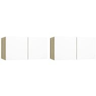 SHUMEE závesná 2 ks dub sonoma a biela, 60 × 30 × 30 cm - Obývacia stena
