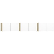 SHUMEE závesná 3 ks dub sonoma a biela, 60 × 30 × 30 cm - Obývacia stena