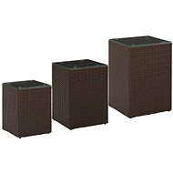 SHUMEE 3 ks se skleněnou deskou hnědý polyratan - Side Table