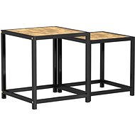 SHUMEE čajový 2 ks MDF černý a žlutý - Side Table