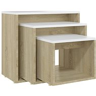SHUMEE hnízdový 3 ks bílý a dub sonoma, dřevotříska - Side Table