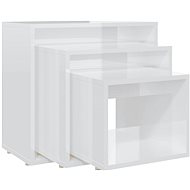SHUMEE hnízdový 3 ks bílý s vysokým leskem, dřevotříska - Side Table