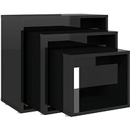 SHUMEE hnízdový 3 ks černý s vysokým leskem, dřevotříska - Side Table