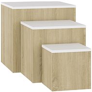 SHUMEE 3 ks bílý a dub sonoma, dřevotříska  - Side Table