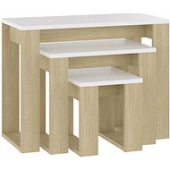 SHUMEE 2 hnízdový 3 ks dub sonoma a bílý, dřevotříska - Side Table