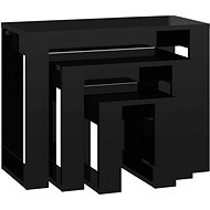 SHUMEE 2 hnízdový 3 ks černý s vysokým leskem, dřevotříska - Side Table