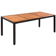 Garden Table 190x90x75cm Polyrattan and Solid Acacia Wood - Garden Table