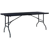 Folding garden table black 180x75x72 cm HDPE imitation rattan - Garden Table