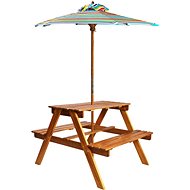 Children's Picnic Table with Parasol 79x90x60cm Solid Acacia - Garden Table