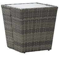 Tea Table Grey 41.5 x 41.5 x 43cm Polyrattan Tempered Glass - Garden Table