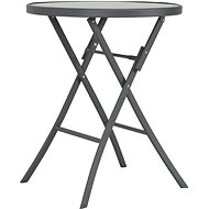 Folding bistro table gray 60 x 70 cm glass and steel - Garden Table