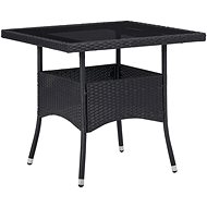 Garden dining table black polyrattan and glass - Garden Table