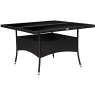 Garden Dining Table Black Polyrattan and Glass - Garden Table