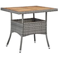 Garden Dining Table with Grey Polyrattan and Solid Acacia Wood - Garden Table